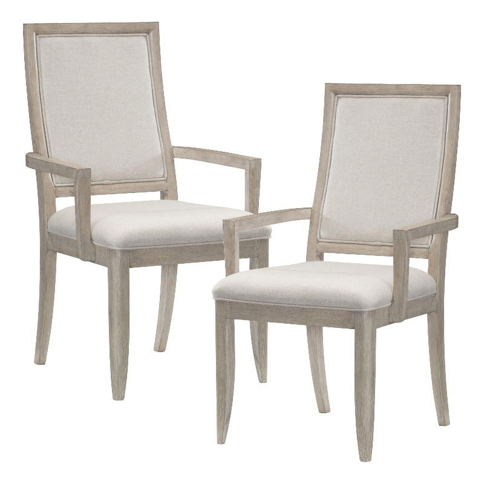 Elegant Gray Upholstered Wood Arm Chair for Dining Room
