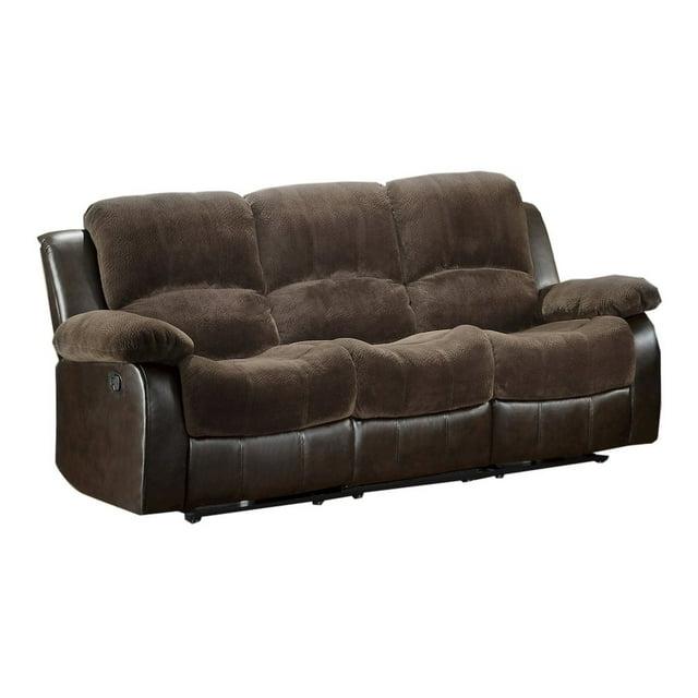 Lexicon Cranley Traditional Microfiber Double Reclining Sofa in Chocolate