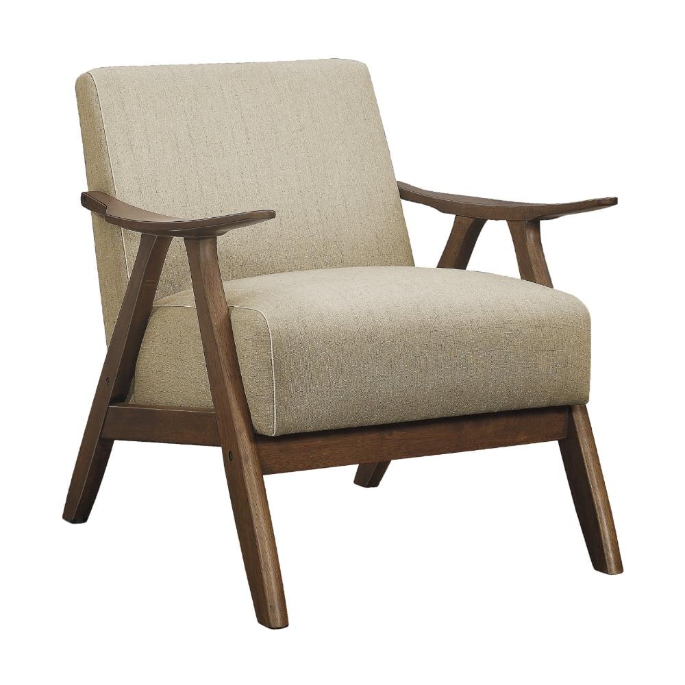 Lexicon Transitional Walnut Wood Accent Chair in Light Brown Fabric