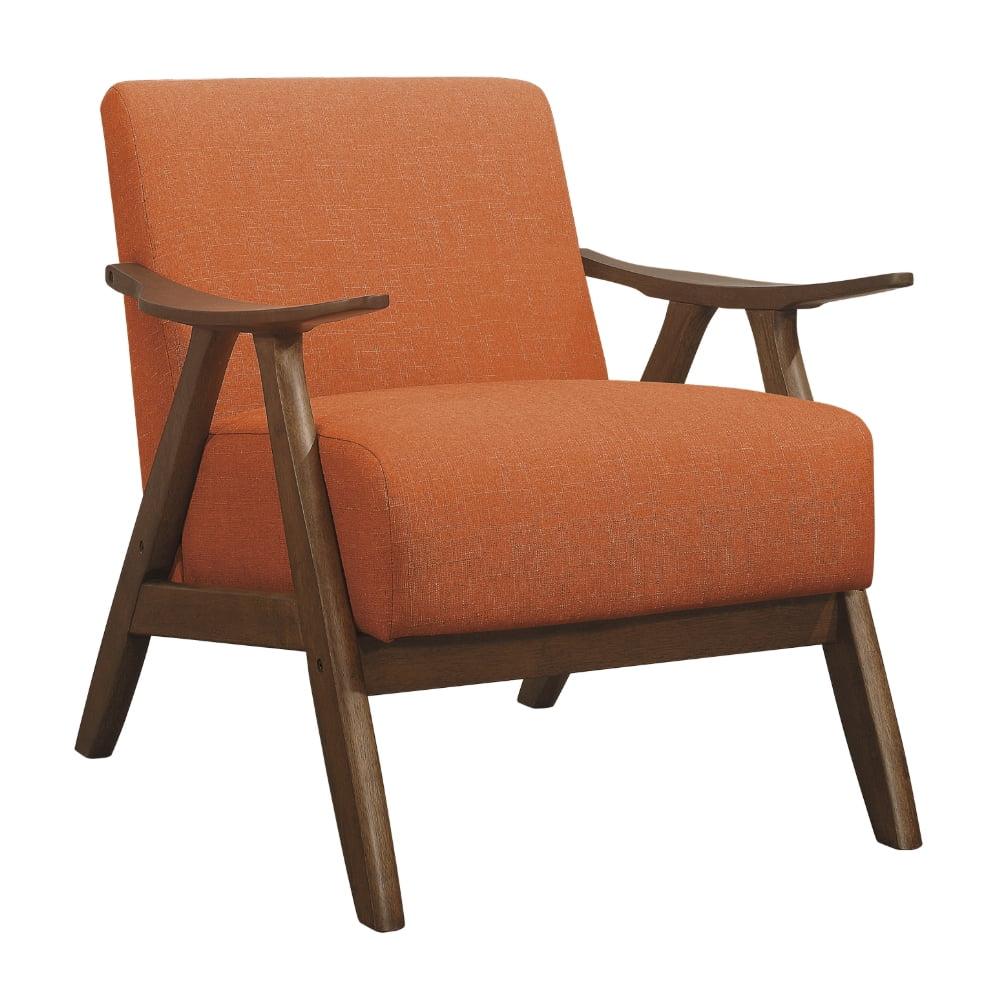 Lexicon Damala Collection Retro Inspired Wood Frame Accent Chair Seat, Orange