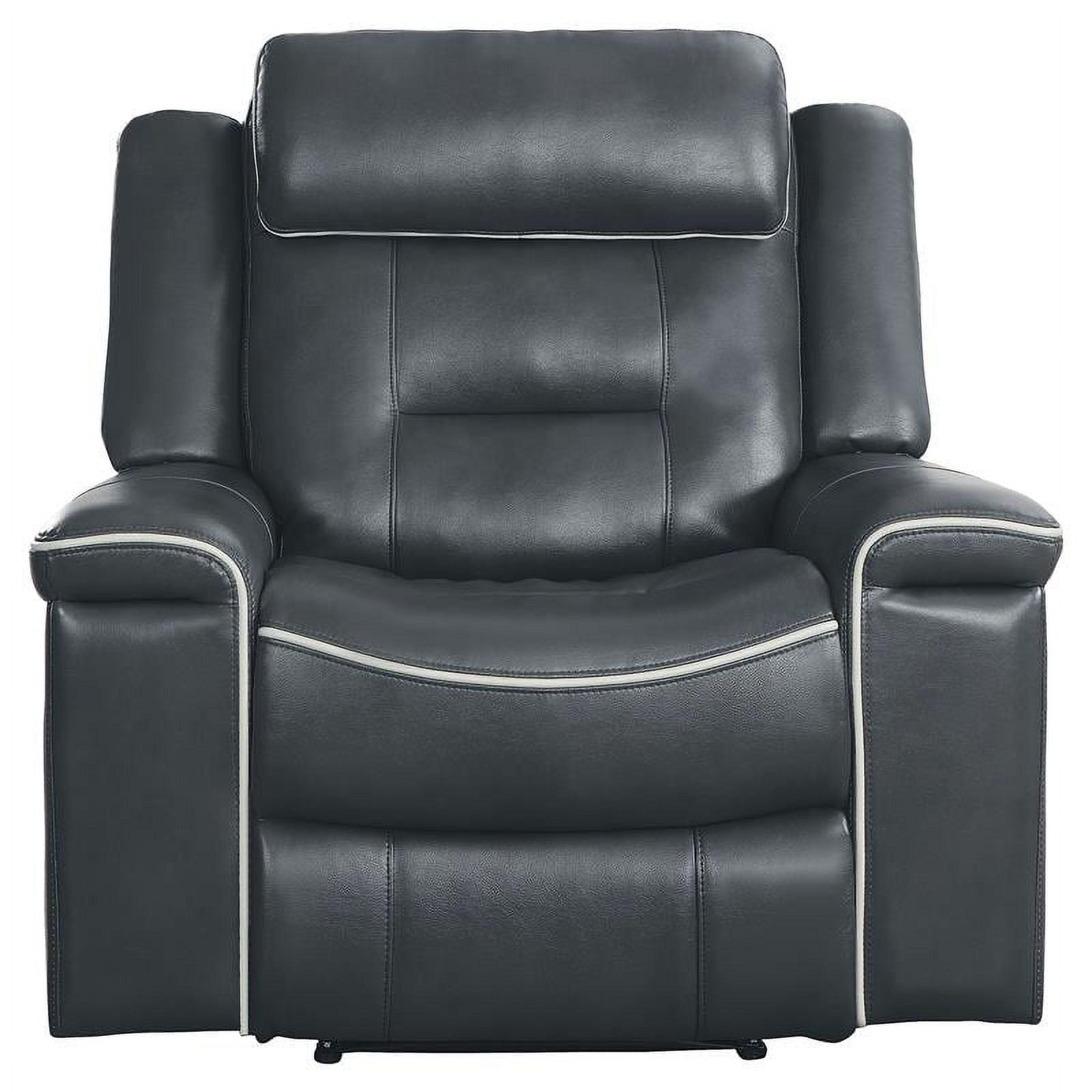 Contemporary Dark Gray Faux Leather Manual Recliner Chair