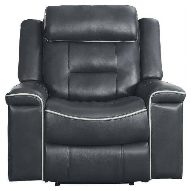 Lexicon Darwan Faux Leather Lay Flat Reclining Chair in Dark Gray