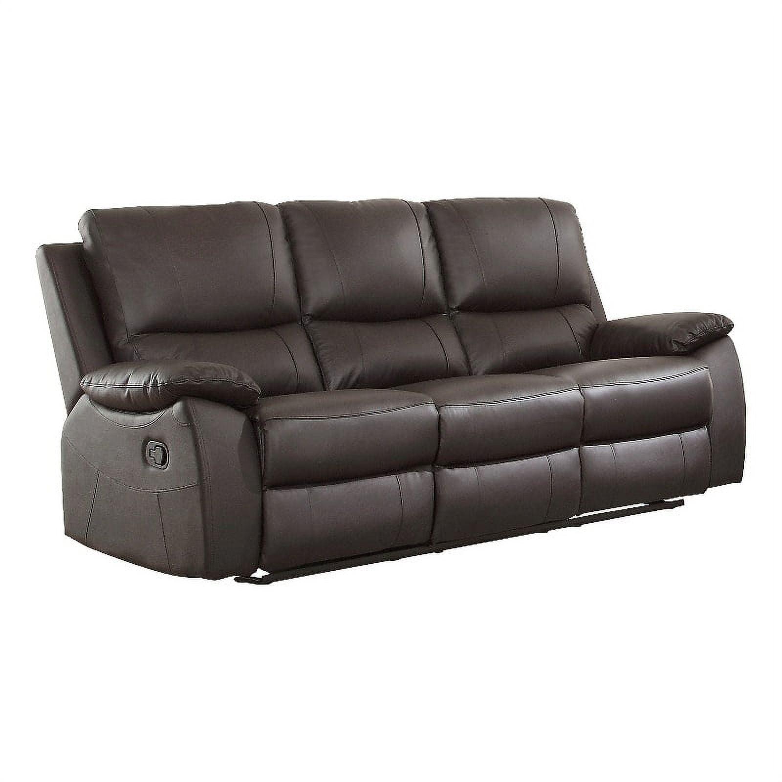 Dawson 78" Brown Faux Leather Reclining Sofa with Pillow-top Arms