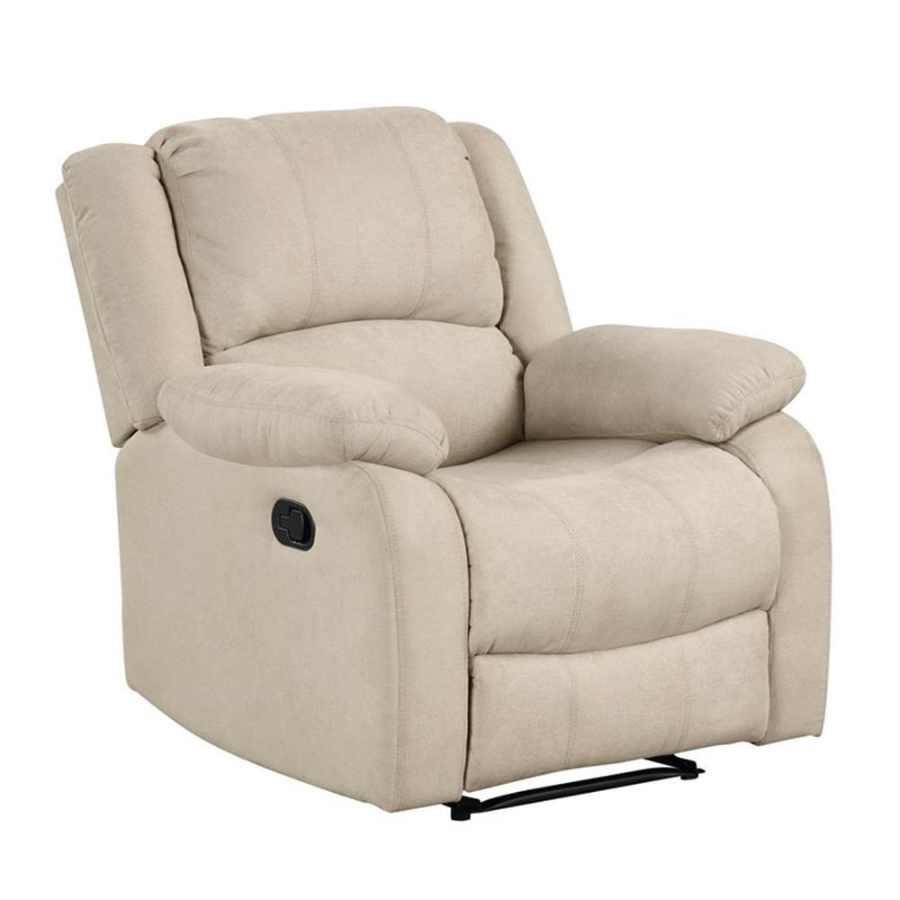 Oatmeal Fabric Recliner with Pillow Top Arms