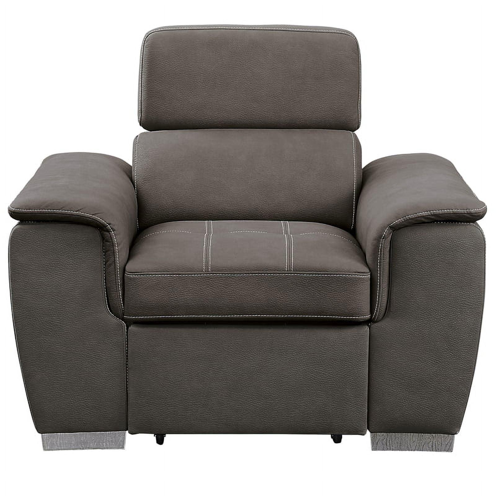 Taupe Microfiber Chaise with Pull-Out Ottoman