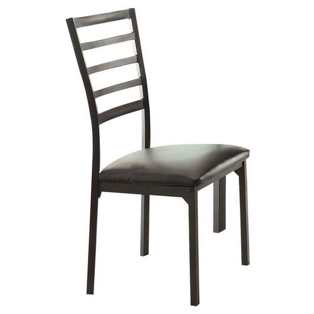 Flannery Black Metal and Dark Brown Faux Leather Dining Side Chair