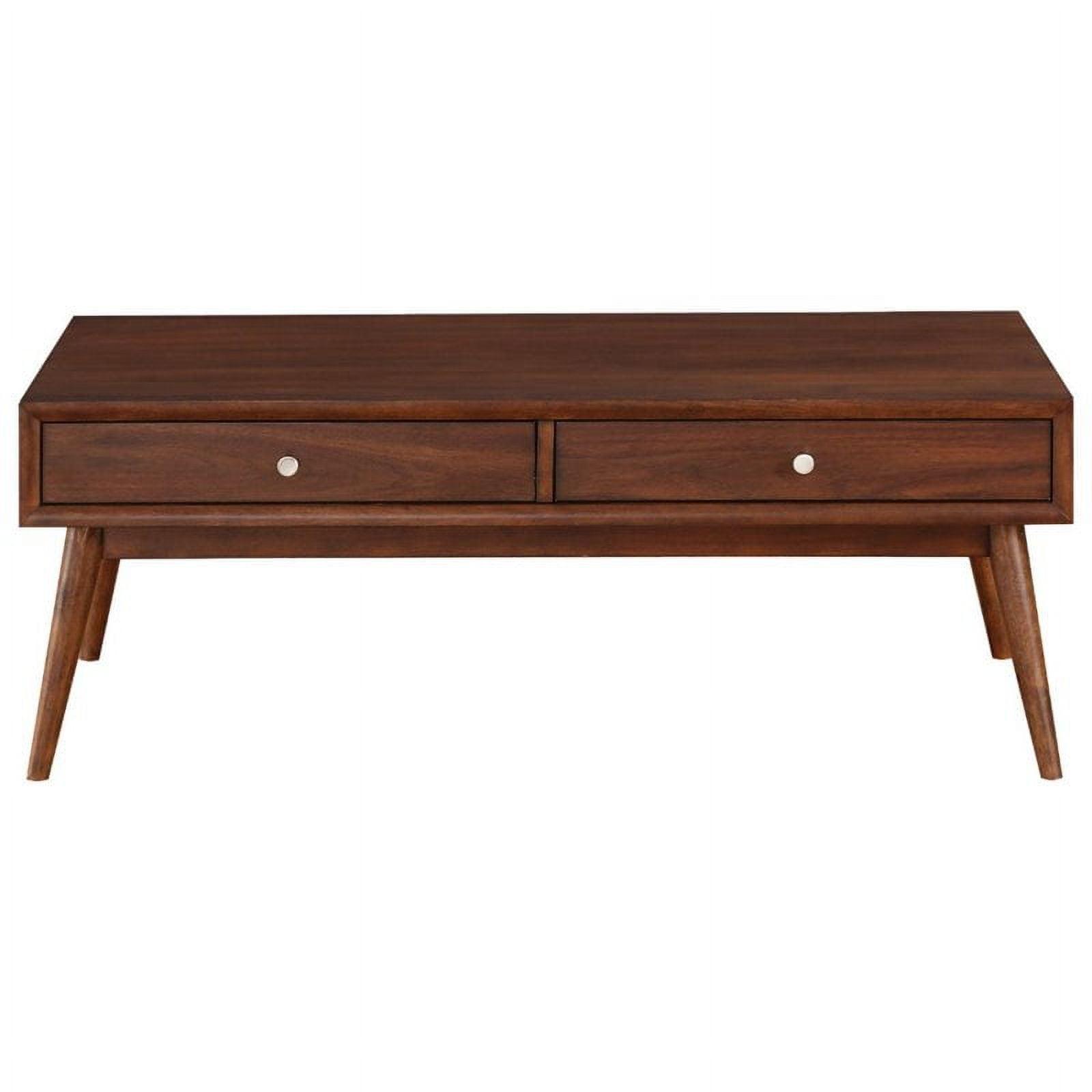 Scandinavian Brown Wood Rectangular Coffee Table with Storage