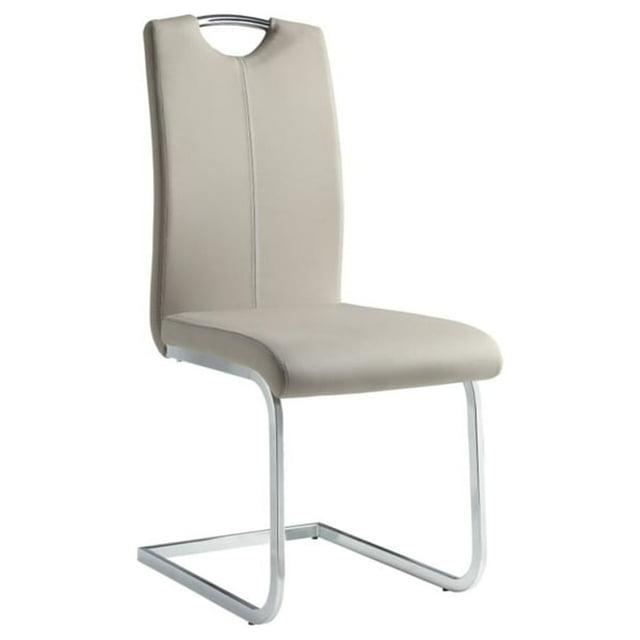 Home Elegance  38.75 x 17 x 23.25 in. Glissand Side Chair - Gloss White & Gray Taupe - Set of 2
