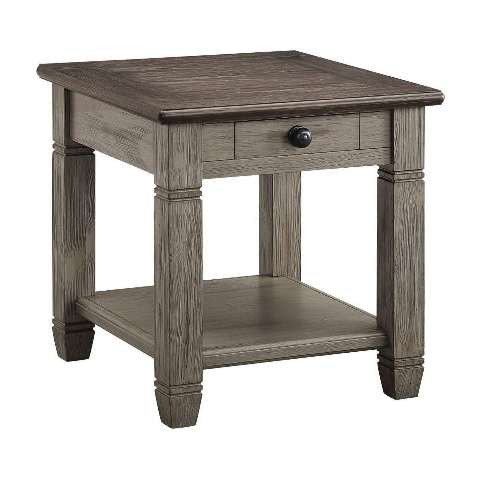 Granby Antique Gray Wood Rectangular End Table with Drawer