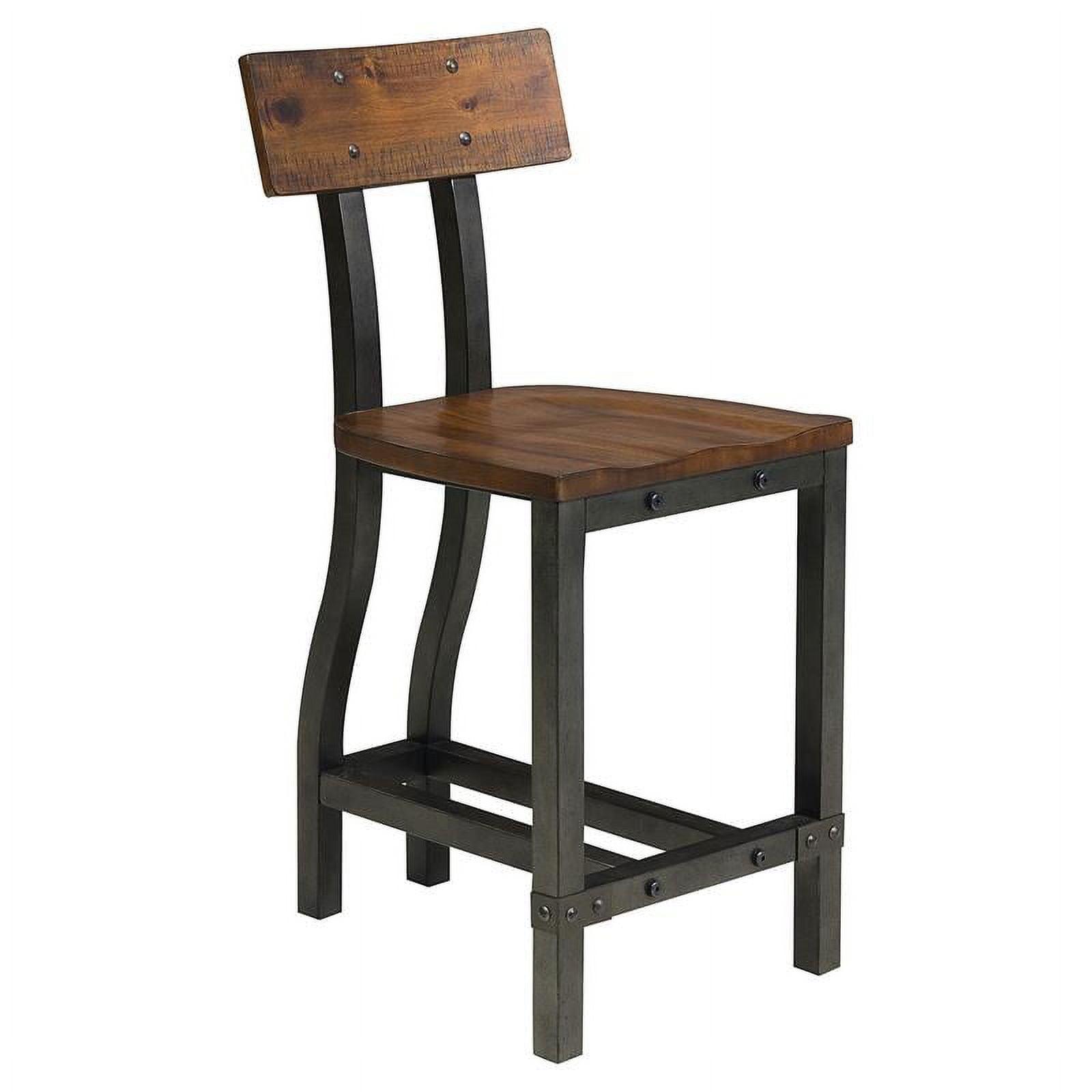 Rustic Brown Wood and Metal Industrial Counter Stools