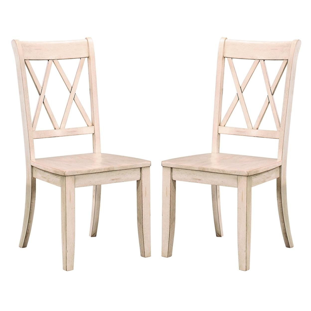 Janina Cream White Transitional Upholstered Side Chair with Pine Veneer