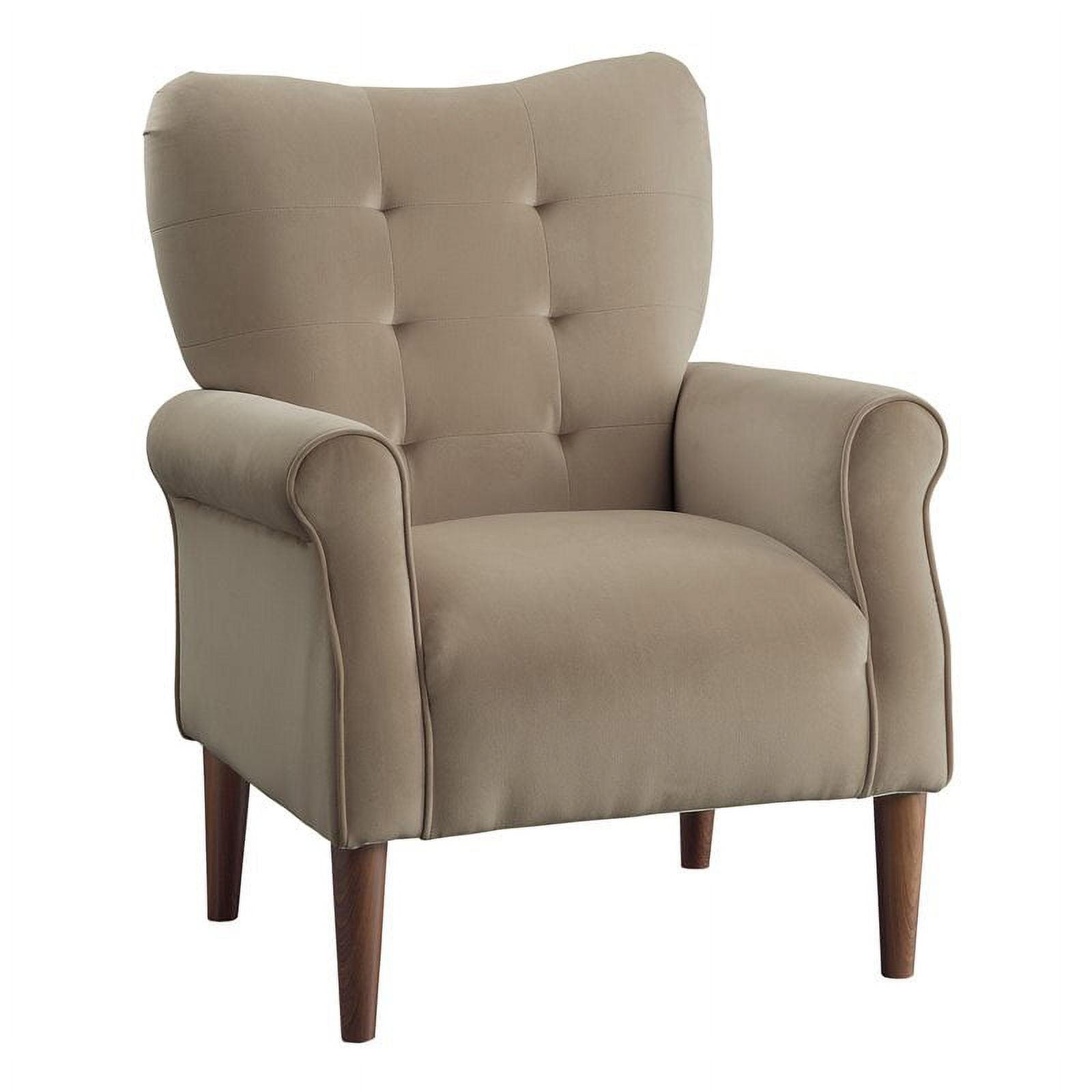 Kyrie Taupe Velvet Accent Chair with Tapered Legs