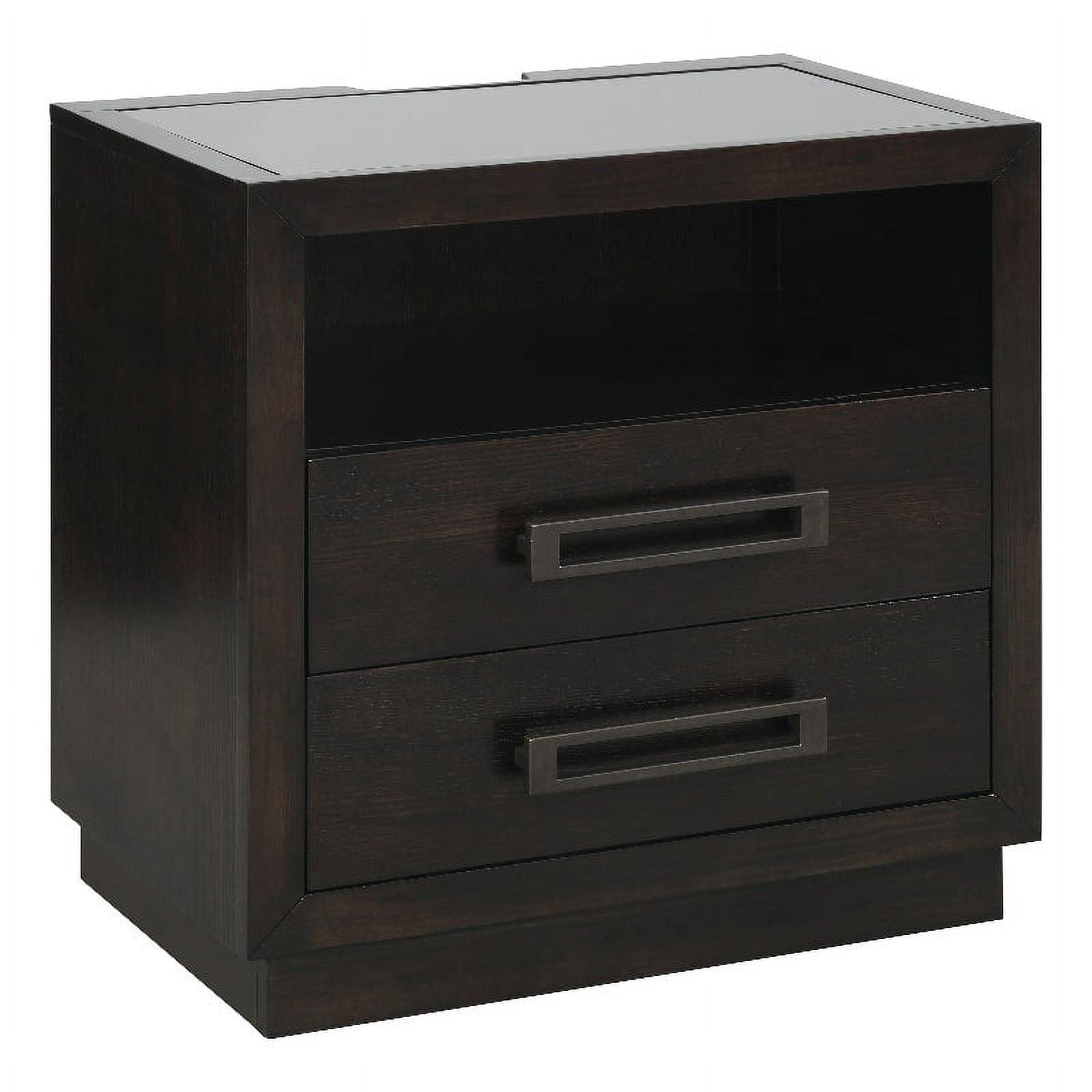 Modern Charcoal Gray 2-Drawer Nightstand with LED Lighting and USB