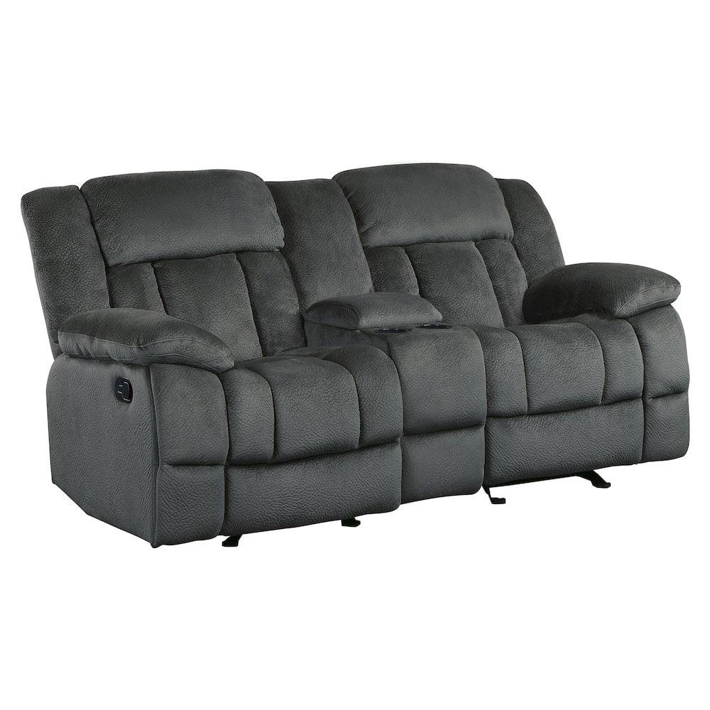 Lexicon Laurelton Microfiber Double Glider Reclining Love Seat in Charcoal