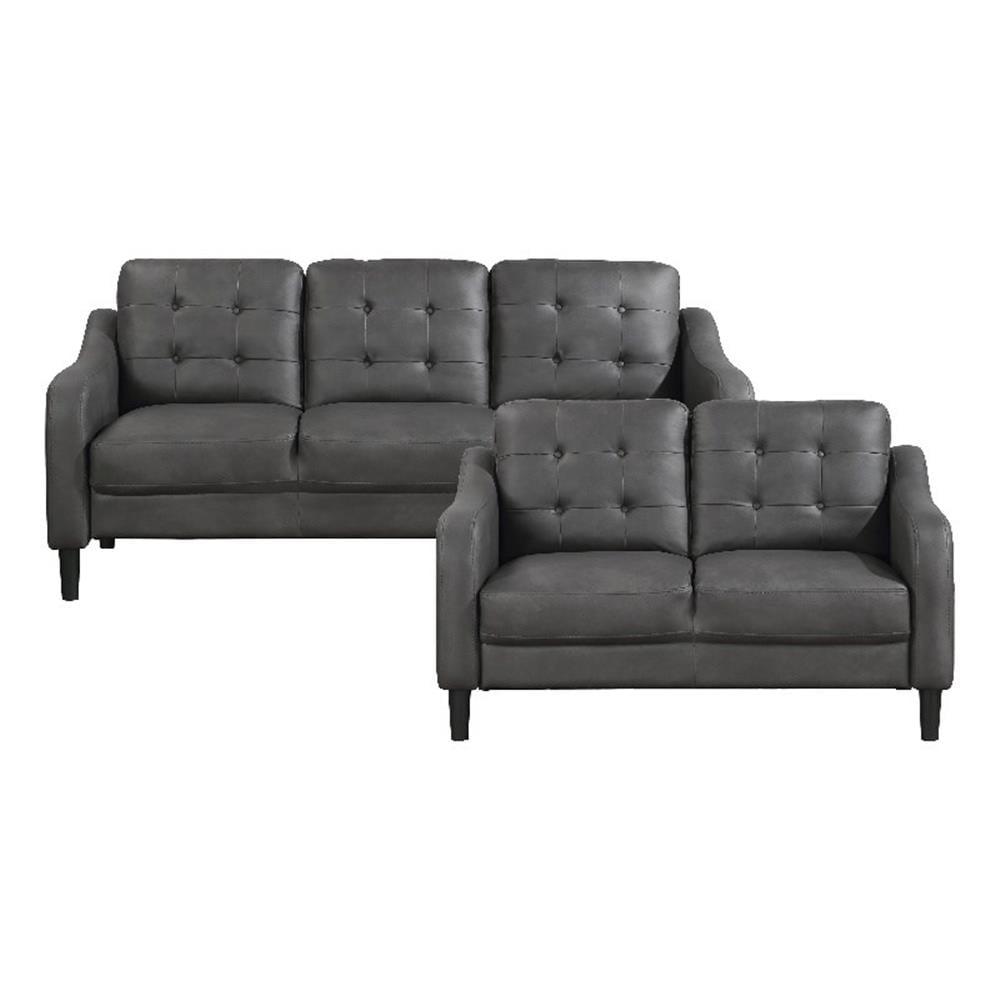 Mallory Gray Microfiber 2-Piece Sofa and Loveseat Set