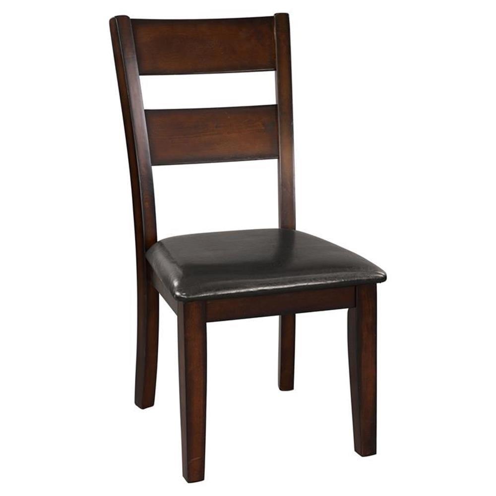 Dark Brown Faux Leather Upholstered Side Chair with Dark Wood Frame