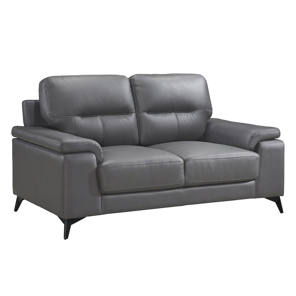Lexicon Mischa Leather Match Loveseat in Dark Gray