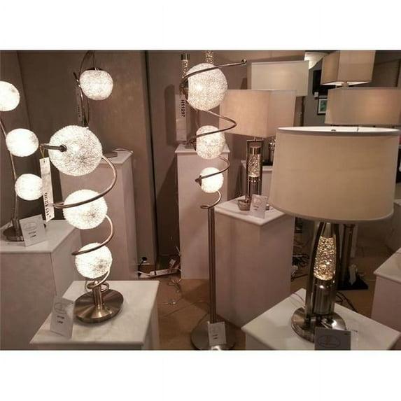 Lexicon Diya Modern Metal Base Floor Lamp in Satin Nickel