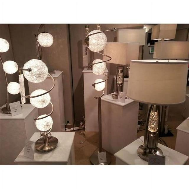 Lexicon Diya Modern Metal Base Floor Lamp in Satin Nickel