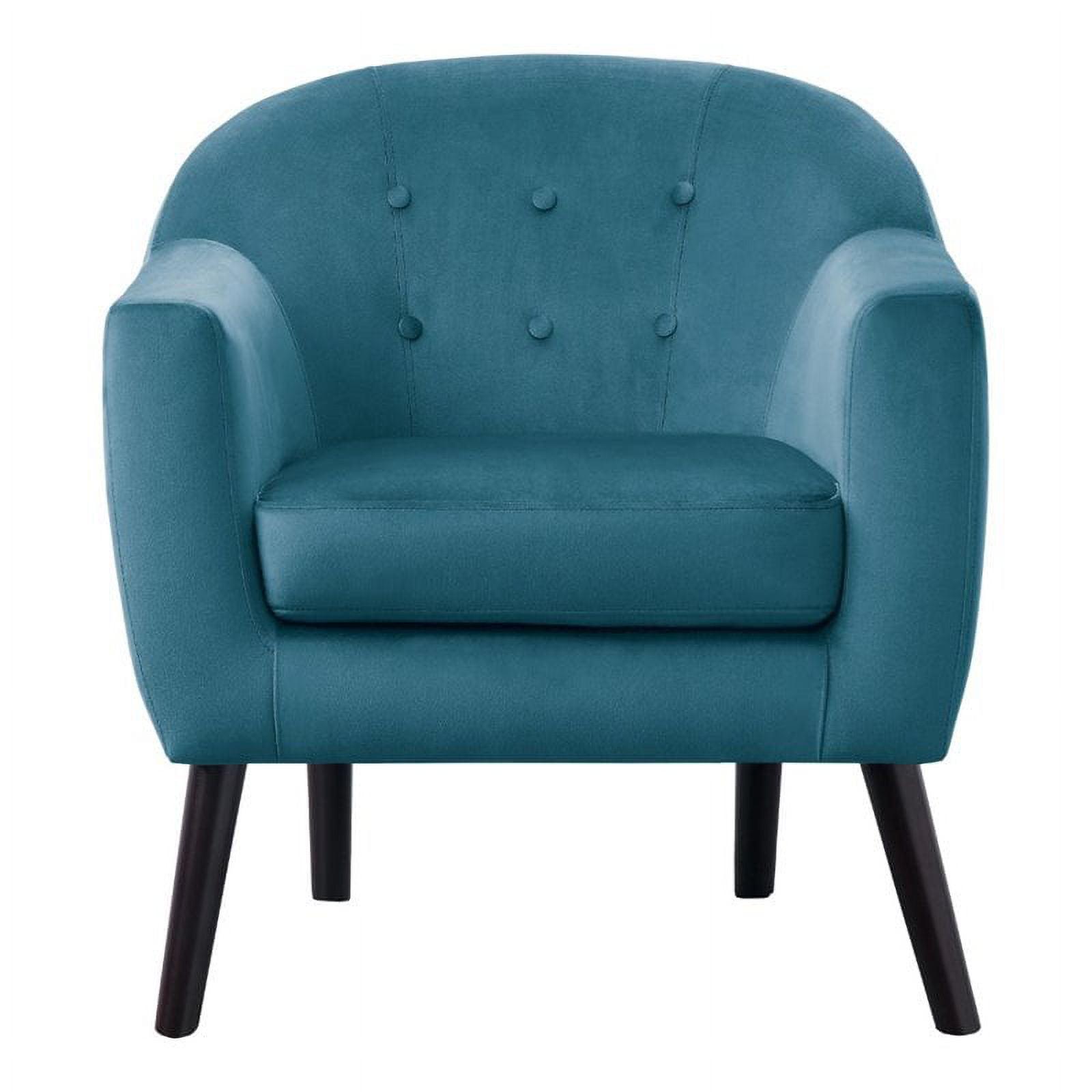 Teal Blue Velvet Lawson Accent Chair with Oak Legs