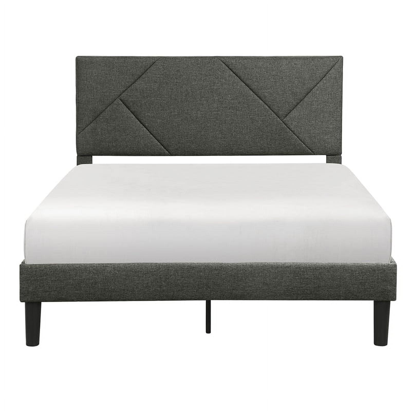 Raina Transitional Gray Upholstered Full Platform Bed with Engineered Wood Frame