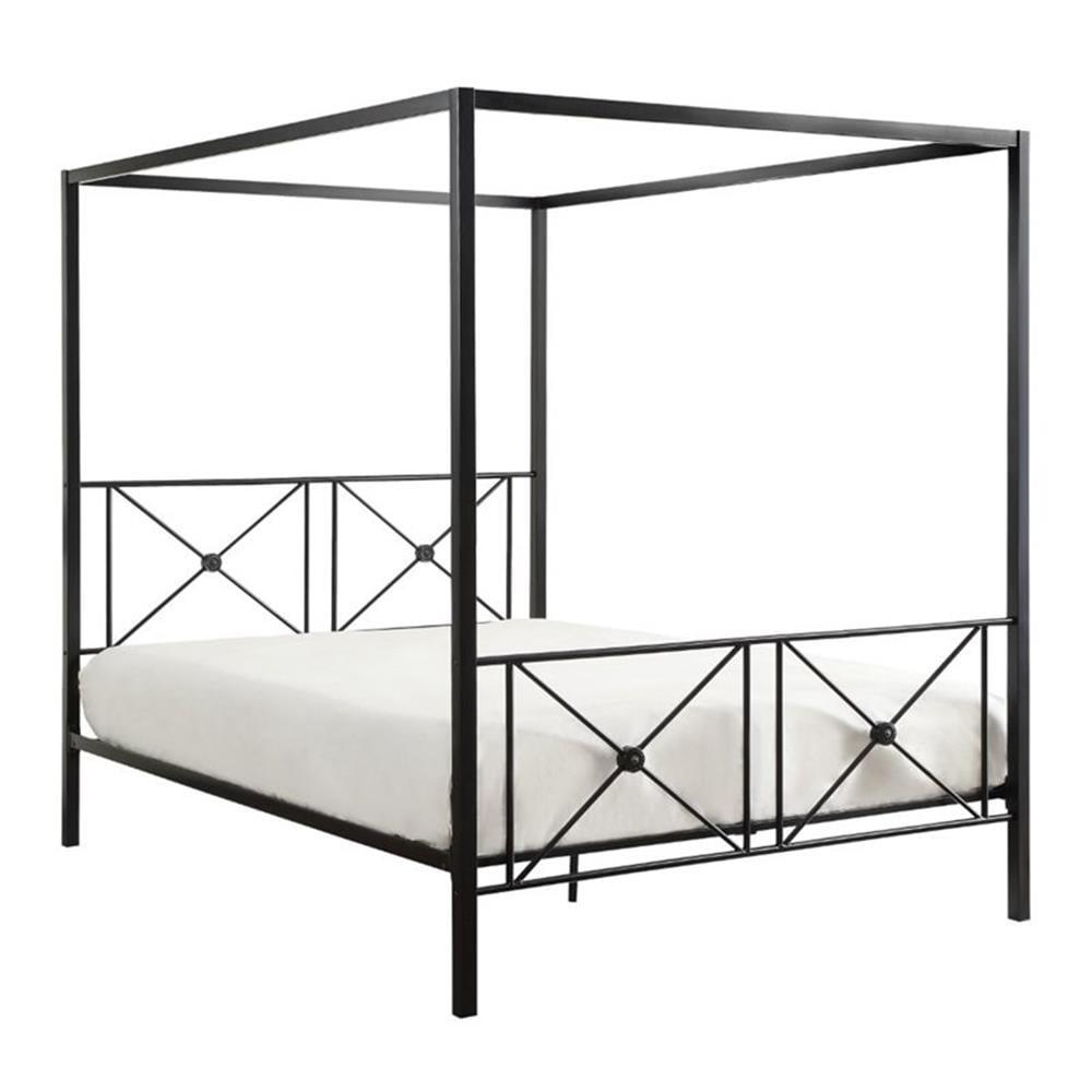 Rapa Queen Metal Canopy Platform Bed in Black - Lexicon