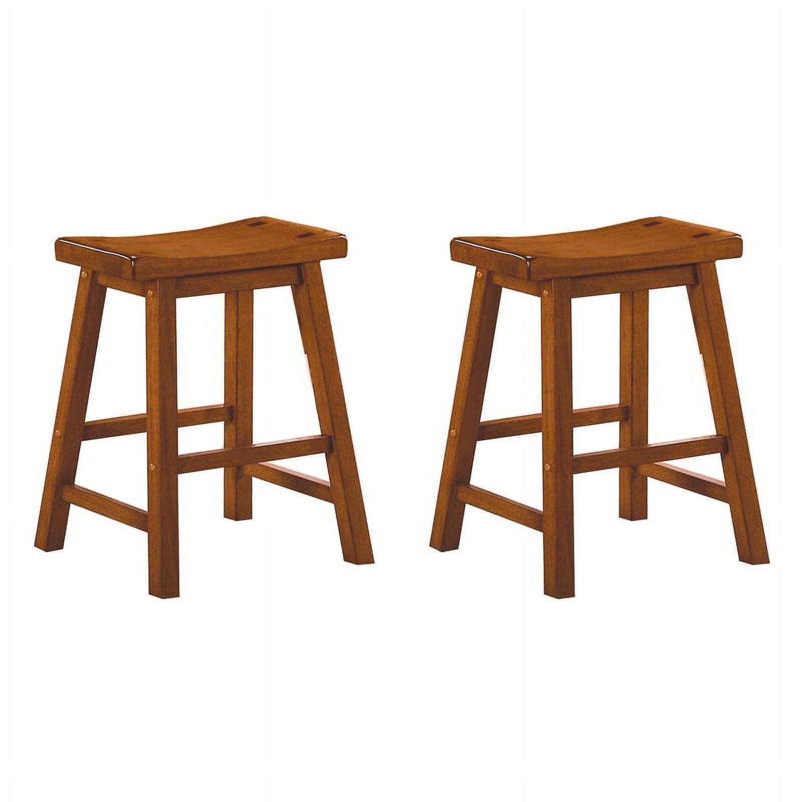 Kingfisher Lane 18" Solid Wood Dining Stool in Oak (Set of 2)