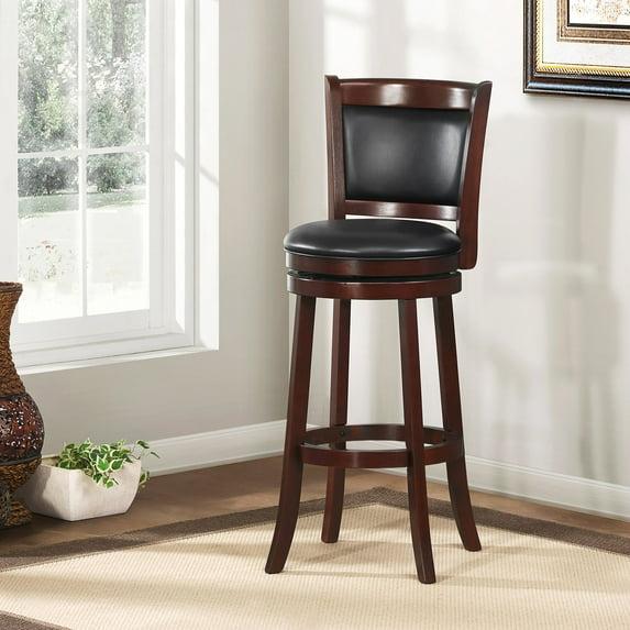 Lexicon Shapel Faux Leather Swivel Bar Stool in Dark Cherry