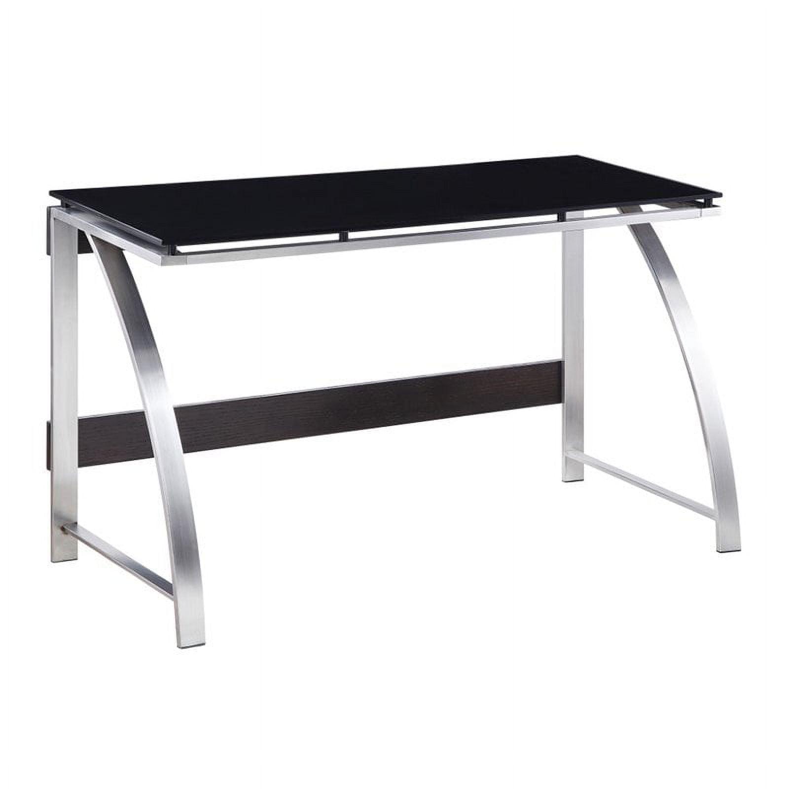 Espresso and Chrome 48" Contemporary Glass Top Writing Desk