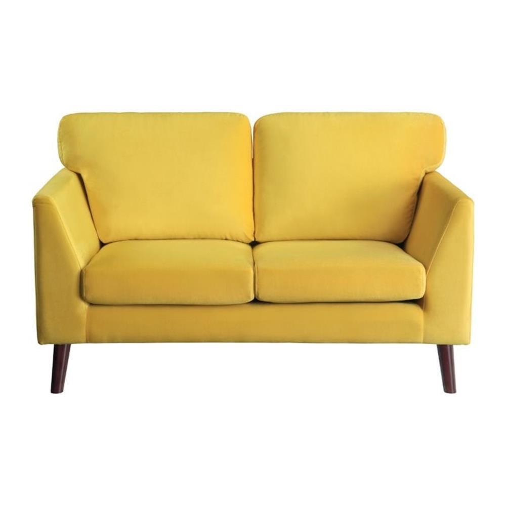 Tolley Velvet Loveseat in Yellow - Lexicon