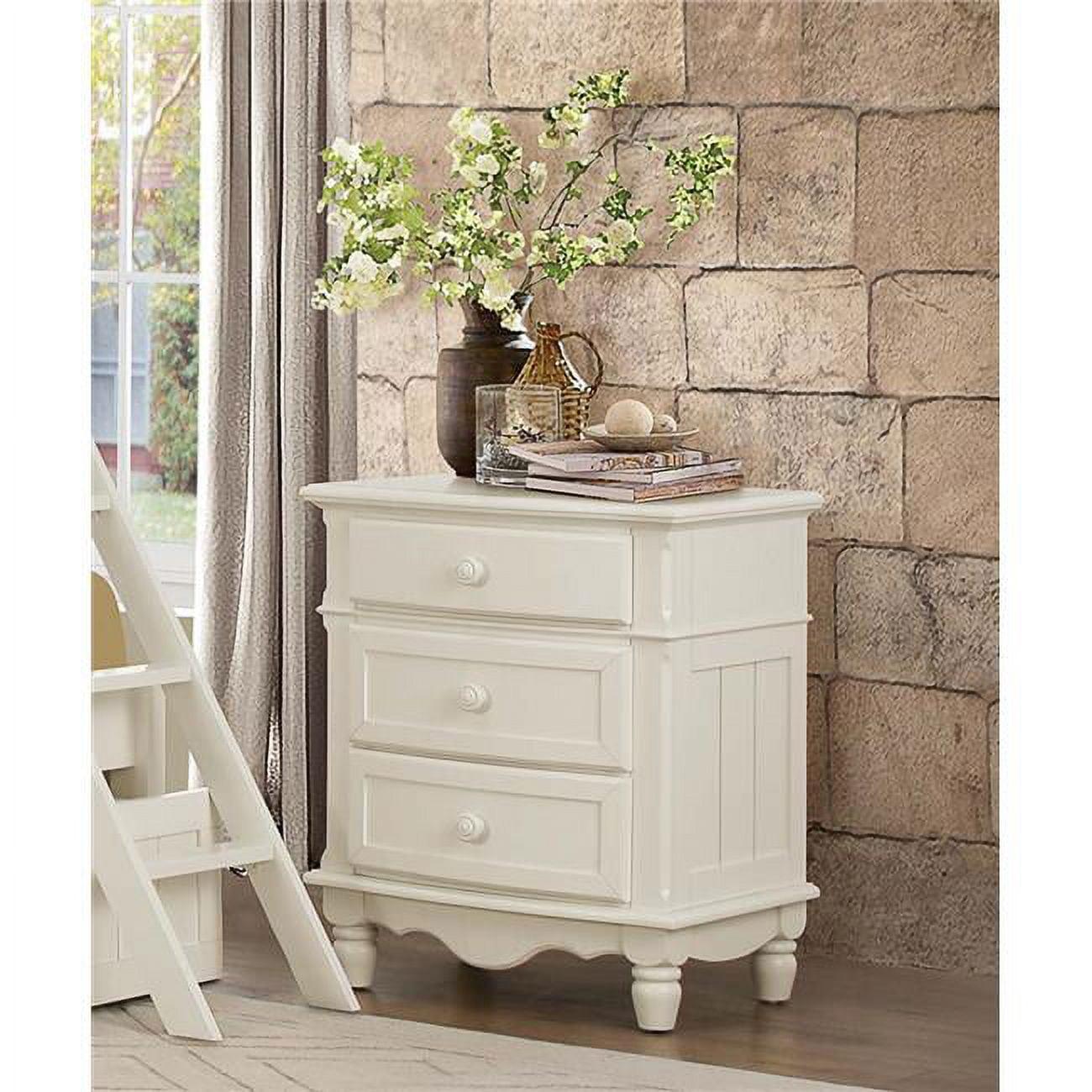 White 3-Drawer Traditional Wood and MDF Nightstand