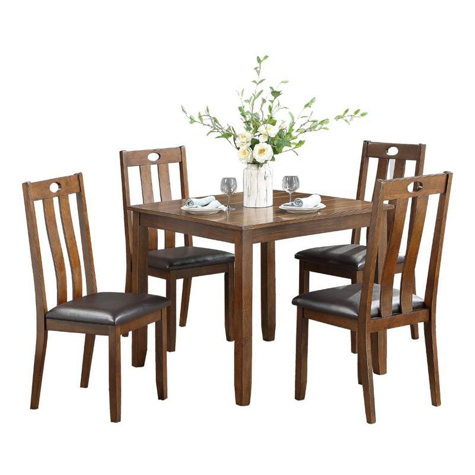 Weston Medium Brown 5-Piece Acacia Wood Dining Set