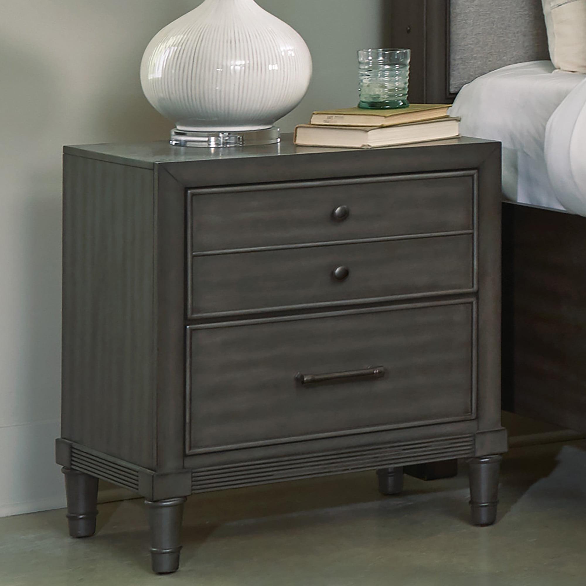 Wittenberry Gray 2-Drawer Transitional Wood Nightstand