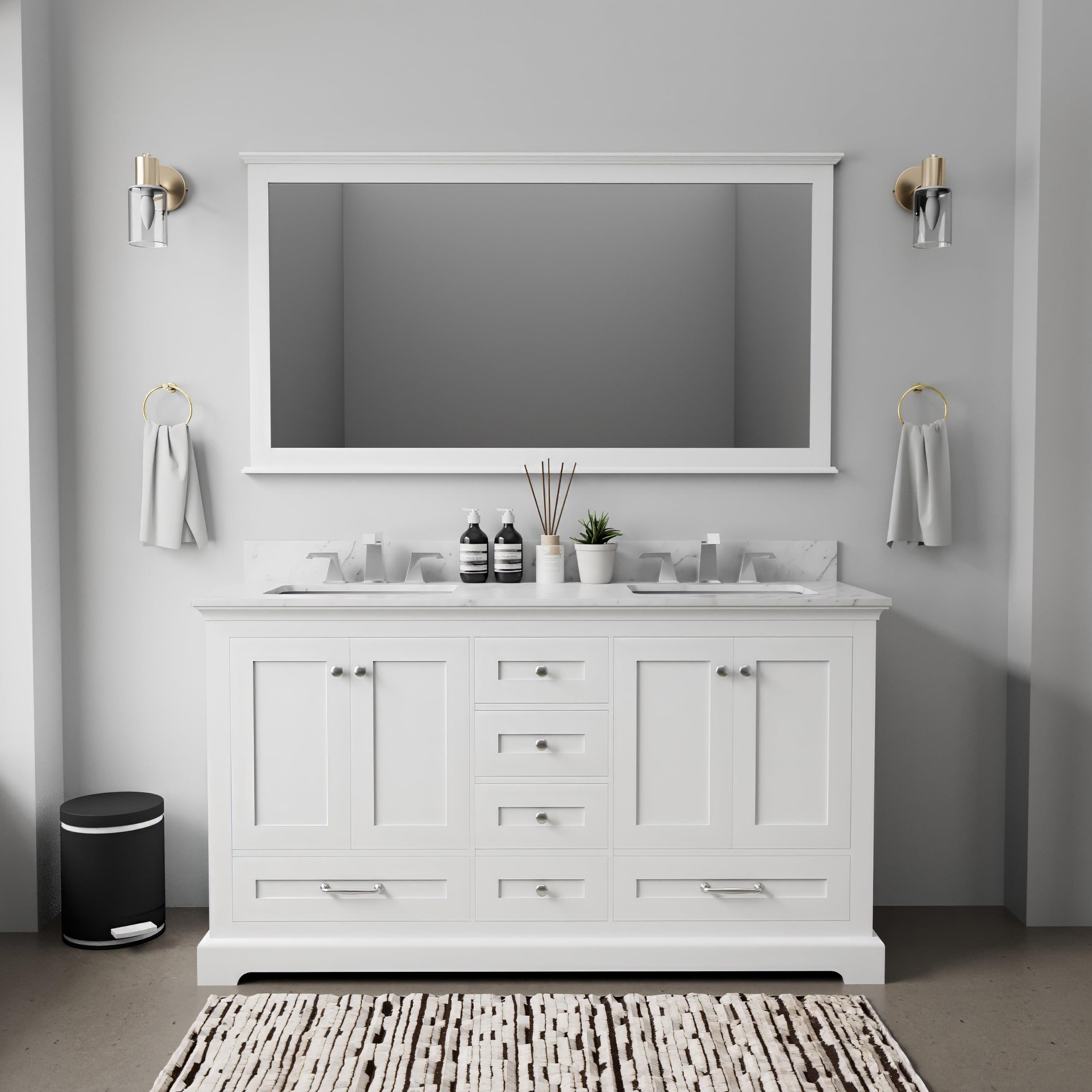 Lexora Home Dukes 60" Double Vanity with Mirror in White