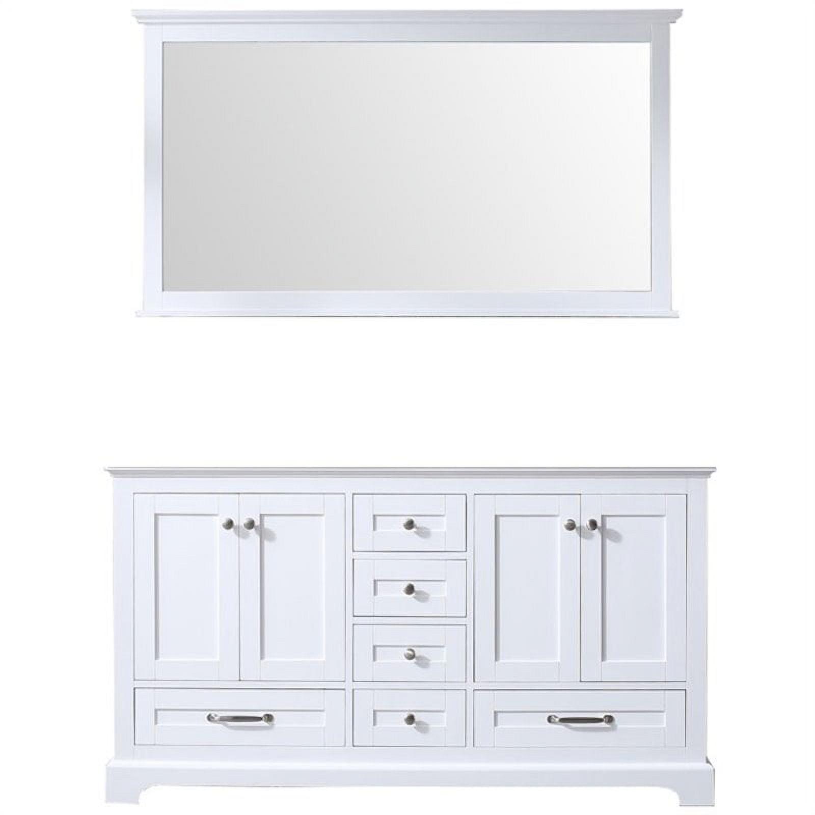 Dukes 60" White Double Vanity with Mirror and Storage