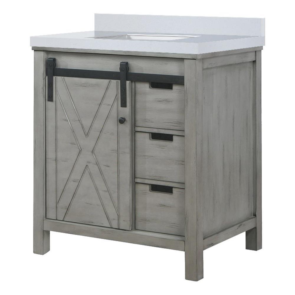 Ash Gray 30" Single Vanity with Quartz Top and Sink