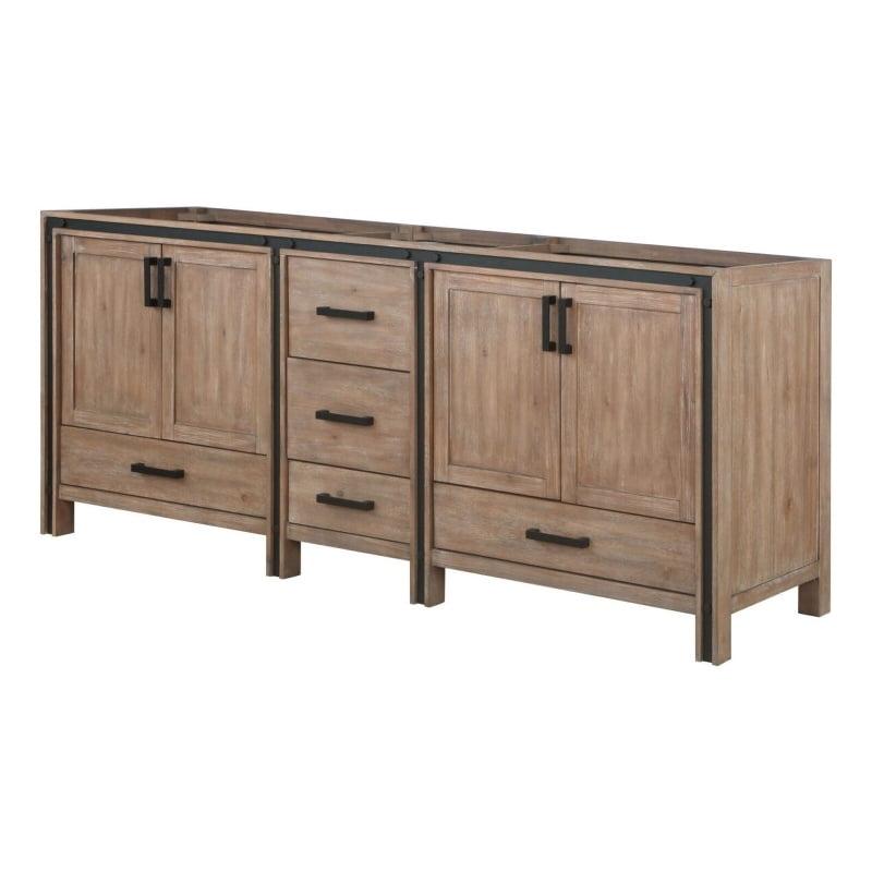 Ziva 84" Rustic Barnwood Double Freestanding Vanity Cabinet