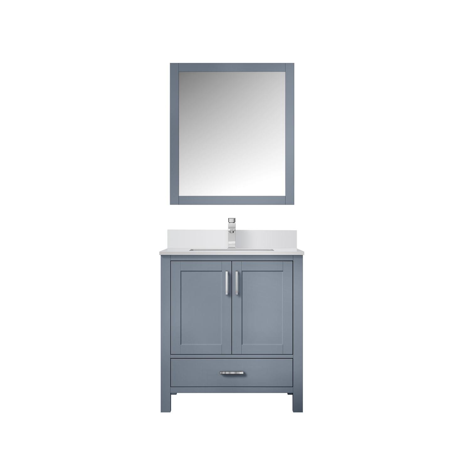 Jacques 30 in. W x 22 in. D Bath Vanity, White Quartz Top, Faucet Set, and 28 in. Mirror