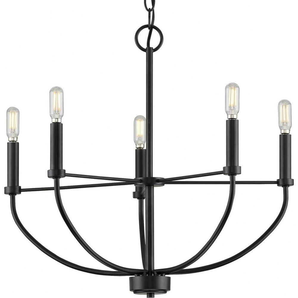 Leyden Matte Black 5-Light Farmhouse Chandelier