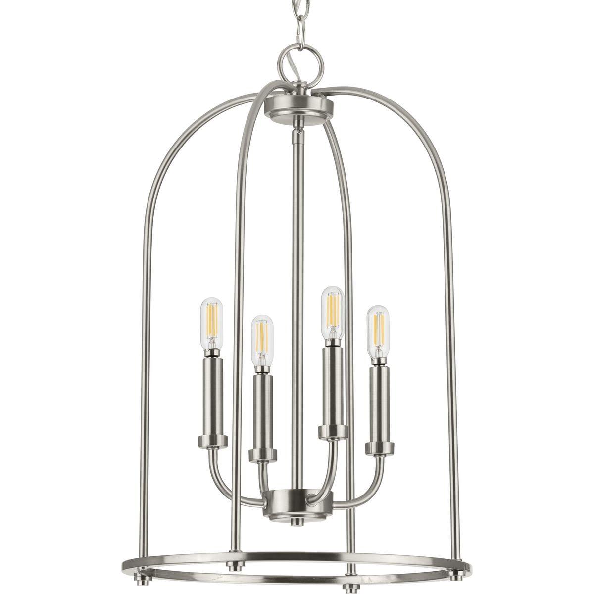 Leyden Brushed Nickel 4-Light Farmhouse Foyer Pendant