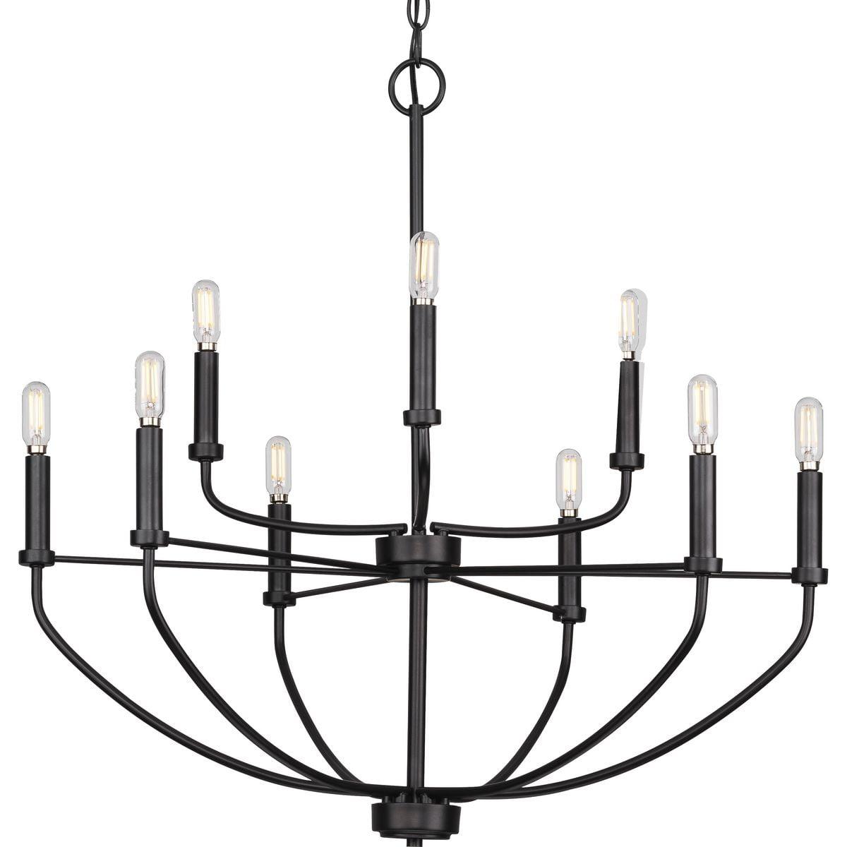 Leyden Matte Black Farmhouse 9-Light Chandelier