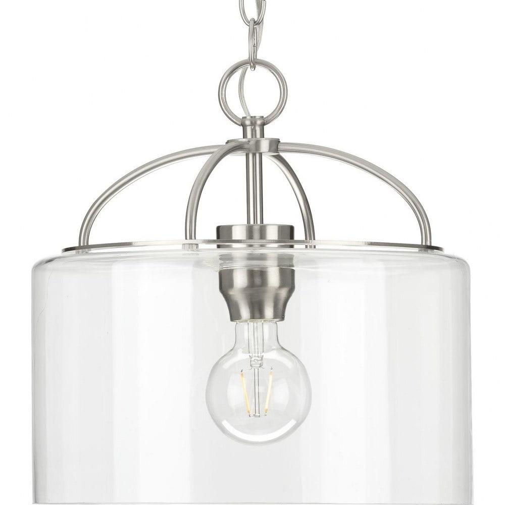 Progress Lighting Leyden 1-Light Brushed Nickel Farmhouse Pendant with Clear Glass Shade