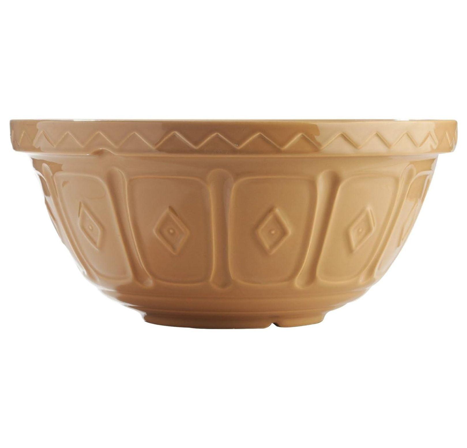 Textured Geometric Brown Ceramic Mixing Bowl