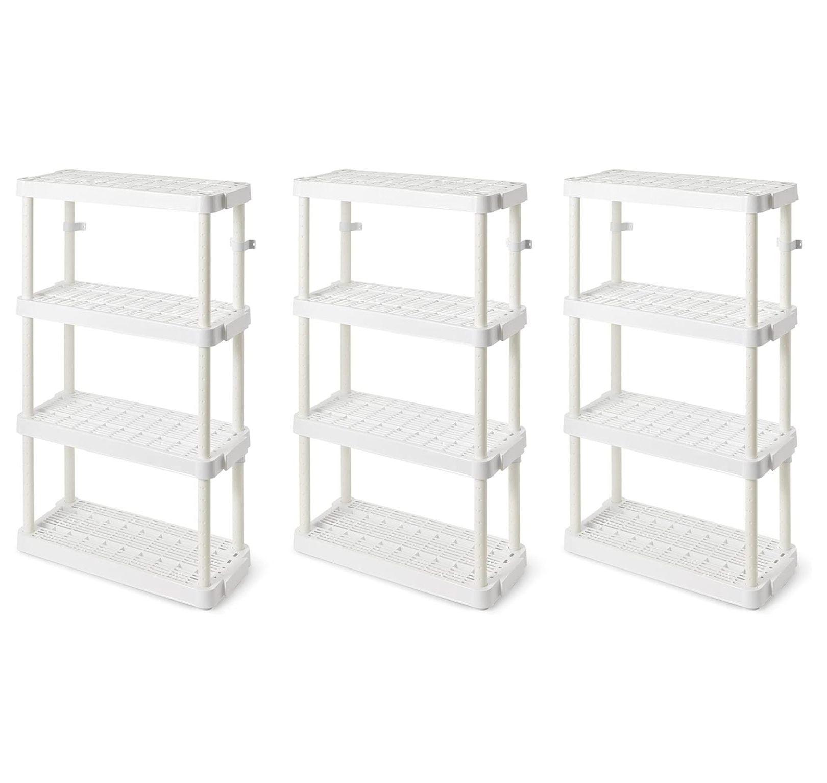 White Adjustable 4-Shelf Ventilated Storage Unit for Kids