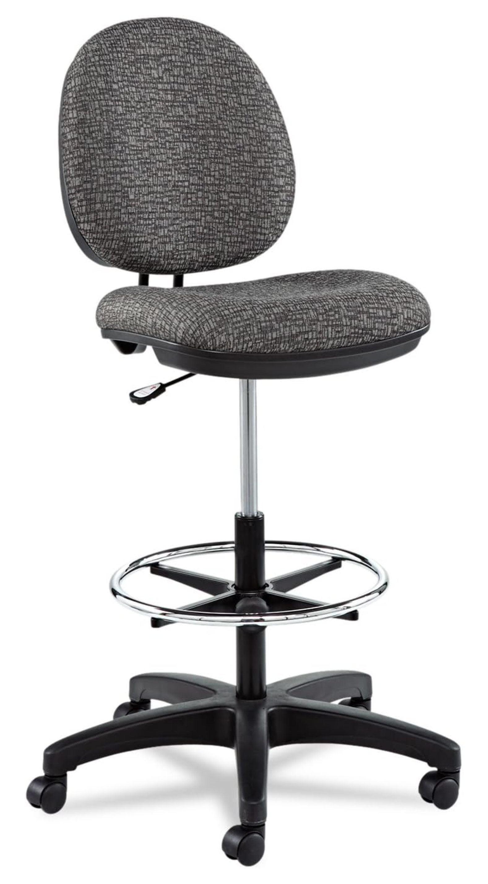 Graphite Gray Fabric Swivel Task Stool with Adjustable Footring