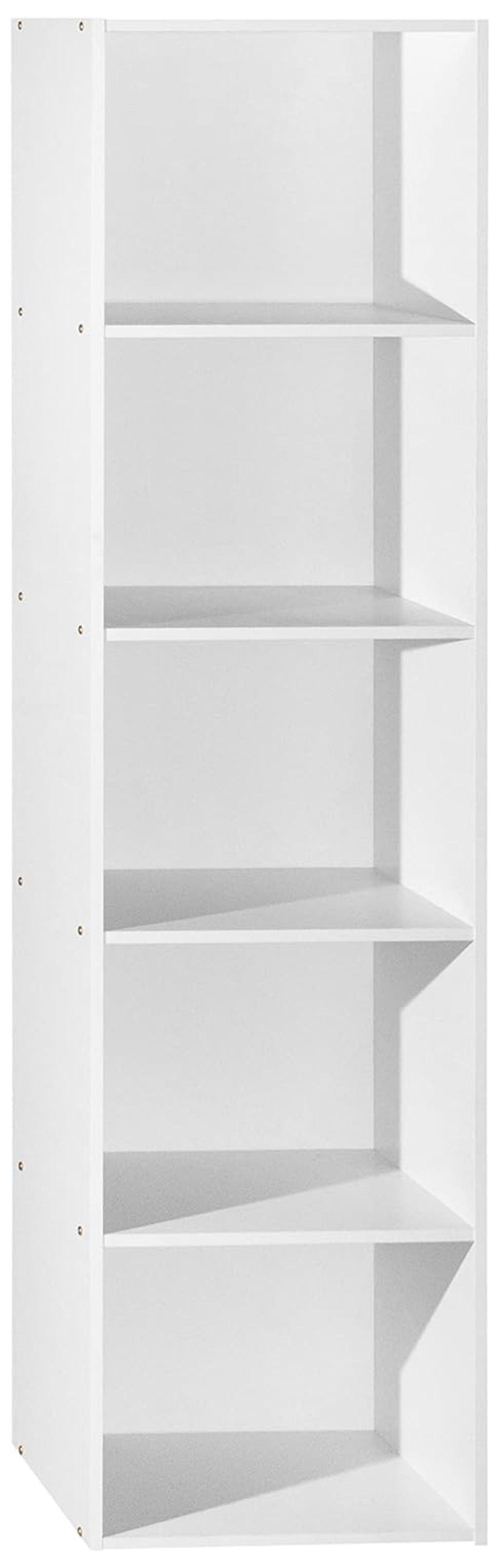 White Wooden 5-Shelf Bookcase with Doors for Kids' Toys