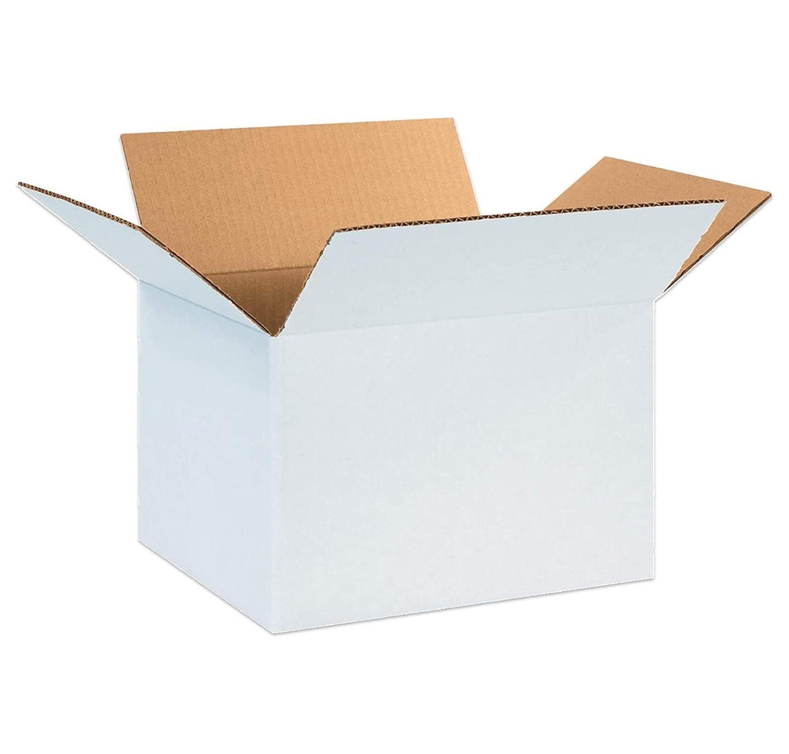 White Corrugated Cardboard Moving Box Pack, 12" x 8" x 8"