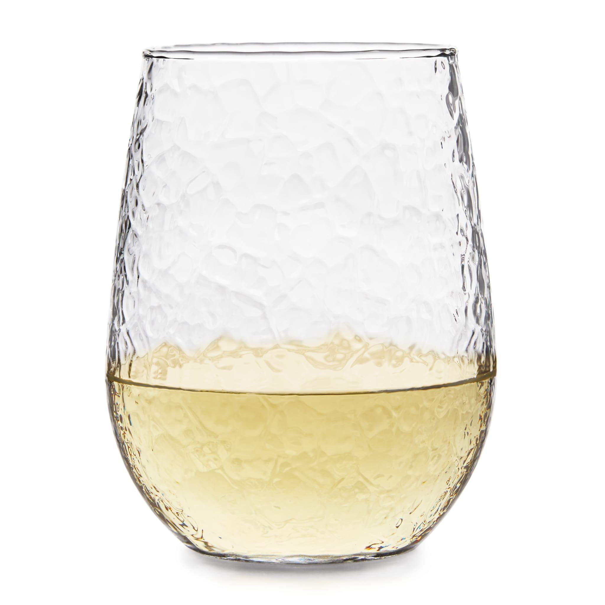 Hammered Libbey Stemless All-Purpose Wine Glasses