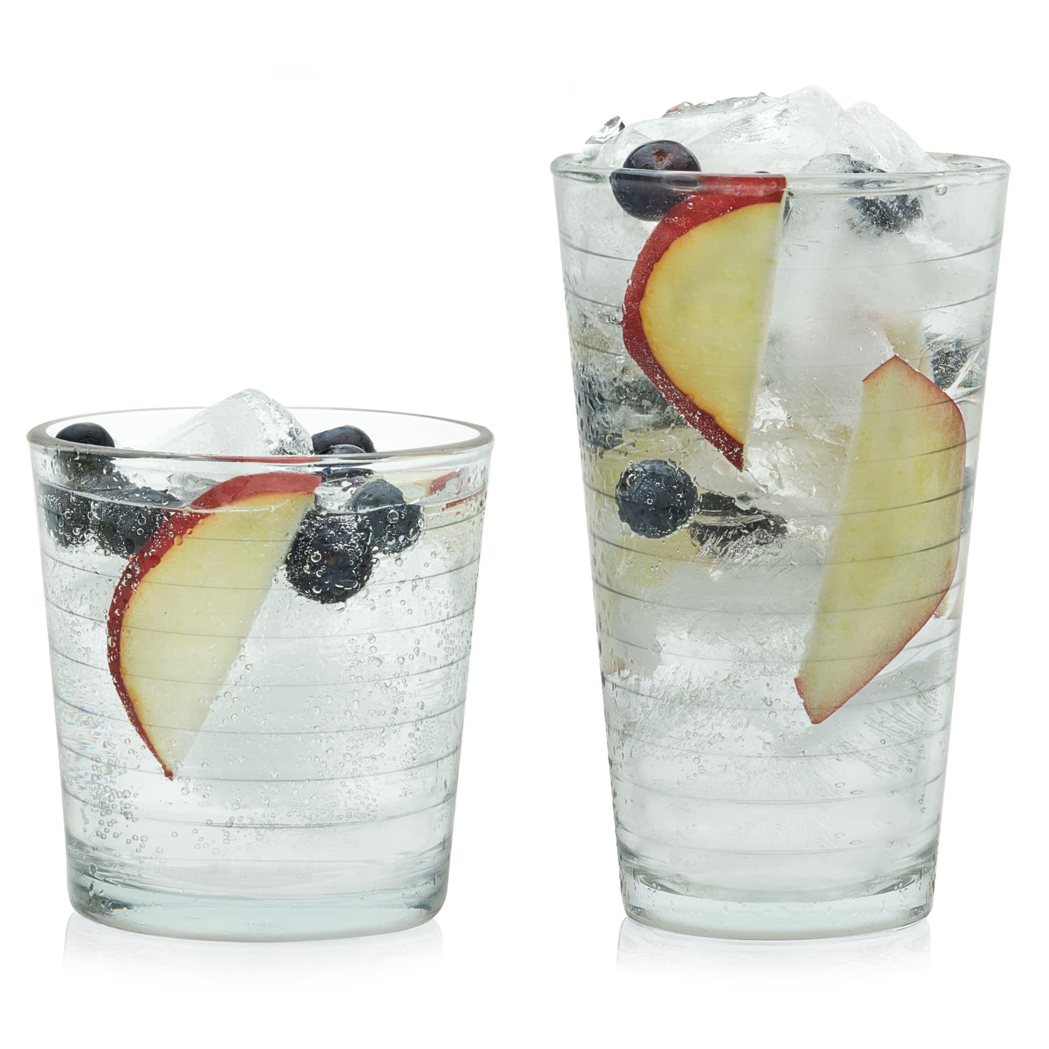 Textiles Hub Hoops 16-Piece Tumbler And Rocks Glass Set