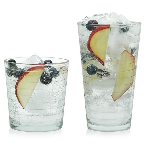 Textiles Hub Hoops 16-Piece Tumbler And Rocks Glass Set